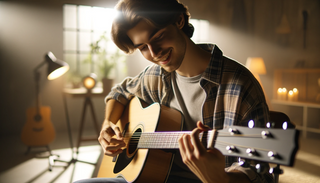 A young man uses techniques from the Hobby Toolbox to learn to play guitar.