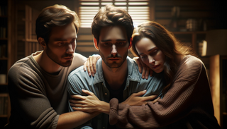 2 friends comfort and support a friend in need thus practicing the rules in the Friends Toolbox.