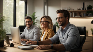 Time Toolbox - People working smart together in a Home Office.