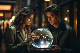 Twenty Years Toolbox - A young couple looks into a crystal ball to envision their future.