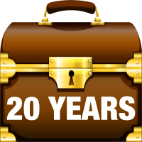 Twenty Years Toolbox symbol.