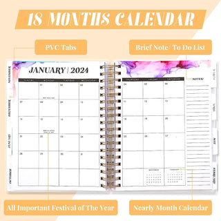 Hardcover Planner 2023-2024 18 Months Daily -Weekly- Monthly Planner - KickAssAndHaveALife
